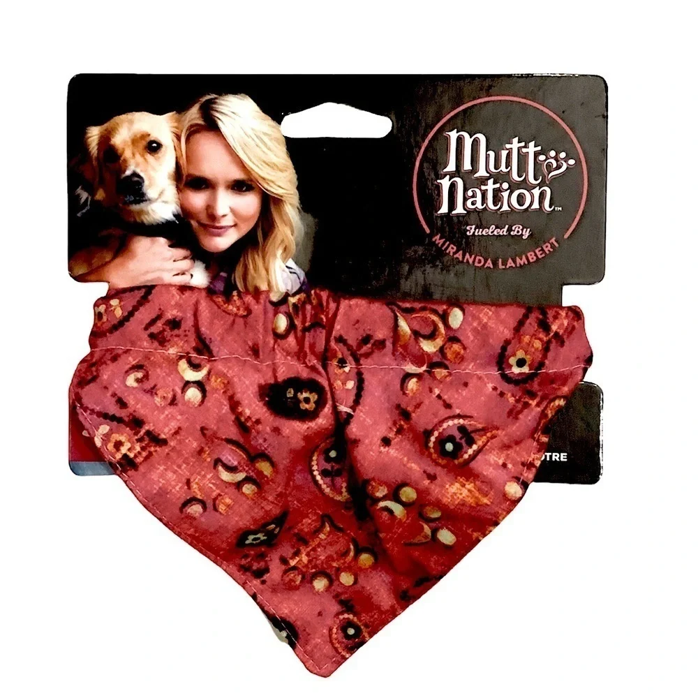 Mutt Nation Leather Collar Buckle with Slip on Bandana Small Up to 20 LB Pet